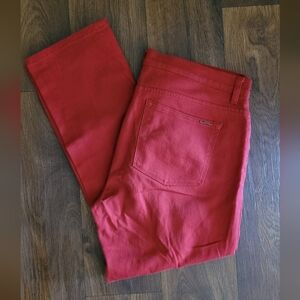 Ralph Lauren Modern Straight Ankle Denim Jeans, Women's 16, Brick Red